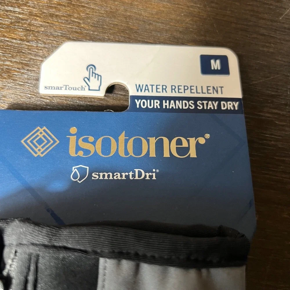 Isotoner Smart Dri Water‎ Repellent Gloves Zip Feature M Black Gray Womens